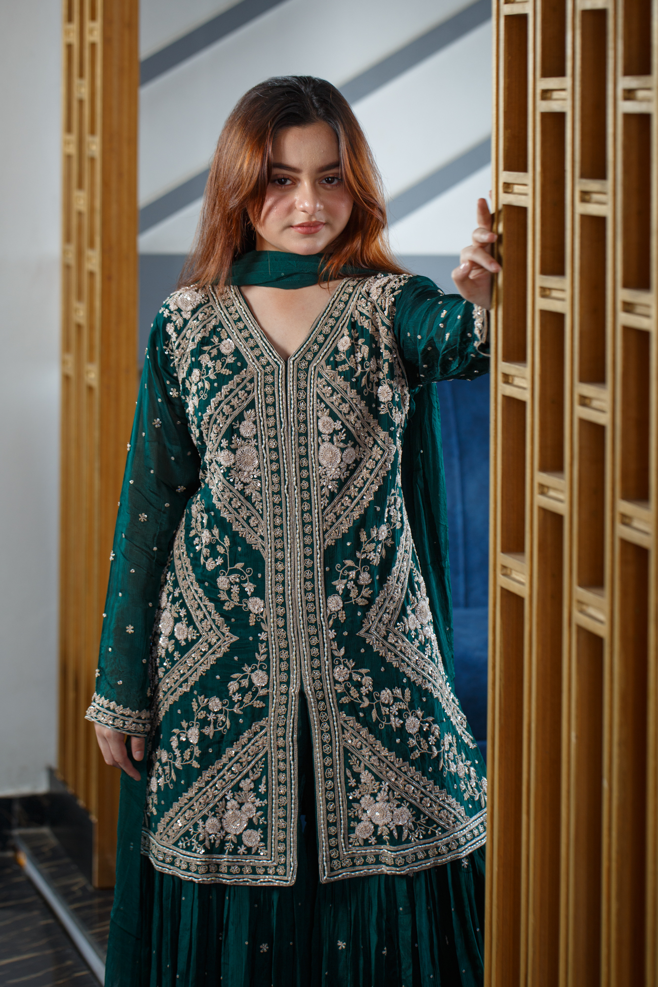 dress with sharara Rama Faux Georgette Heavy Embroidered Sharara Style Dress For women Unstitched